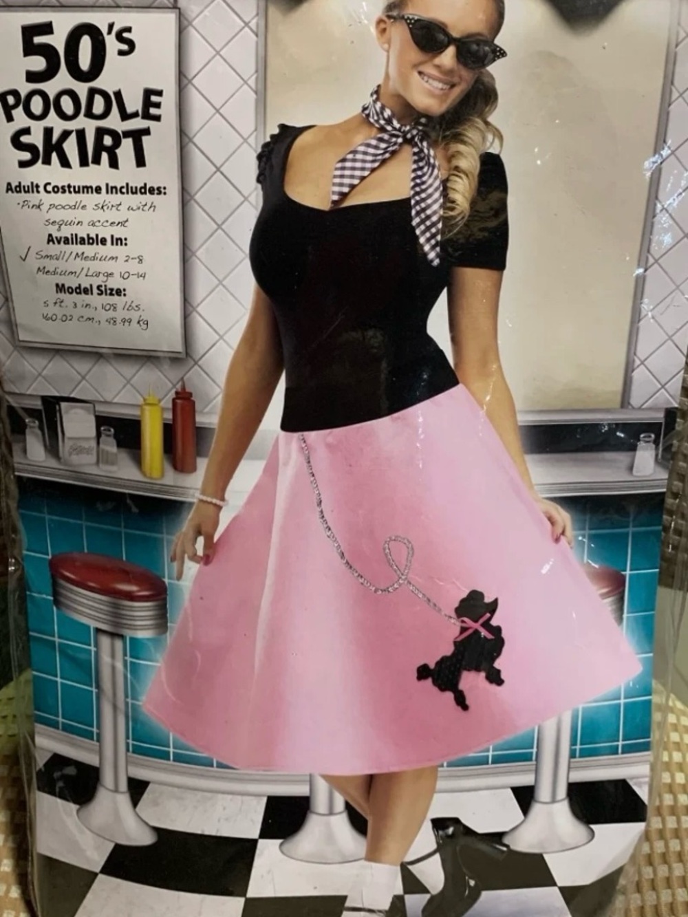 Fun World women adult small / medium 1950s sock hop pink felt poodle skirt